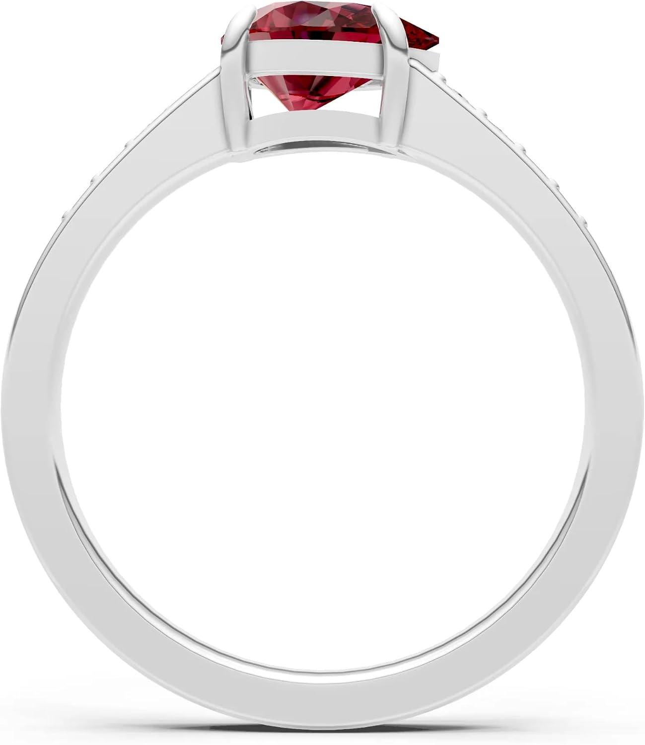 PEORA Pear Shape Cut Garnet Solitaire Band Available in Solid 10K, 14K or 18K Ring – White, Yellow or Rose Gold