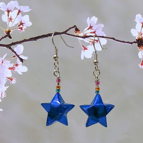 Vista 6 de 500-Strip Blue Foil Paper Strips for Making Origami Stars, Lucky Stars, Puff Stars, & Weaving Crafts. Reflective Mirror Shiny Paper Strips, 0.5 x 11