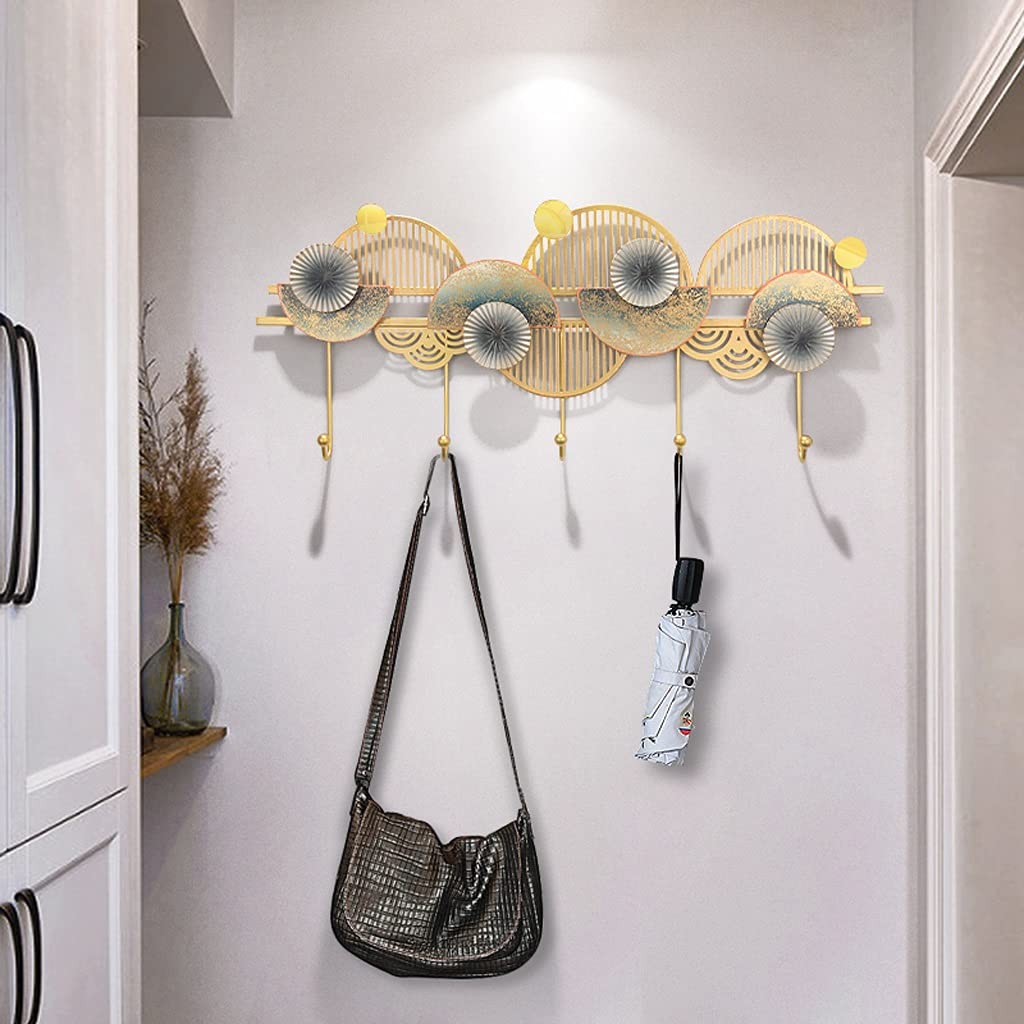 Percheros Pared Ganchos de Abrigos Chino Antiguo Abrigo de Metal Rack Hogar Montado en Pared Cachorro Dormitorio Sala de Estar Corredor Percher con 5 Ganchos Cuelga Llaves Pared Colgador
