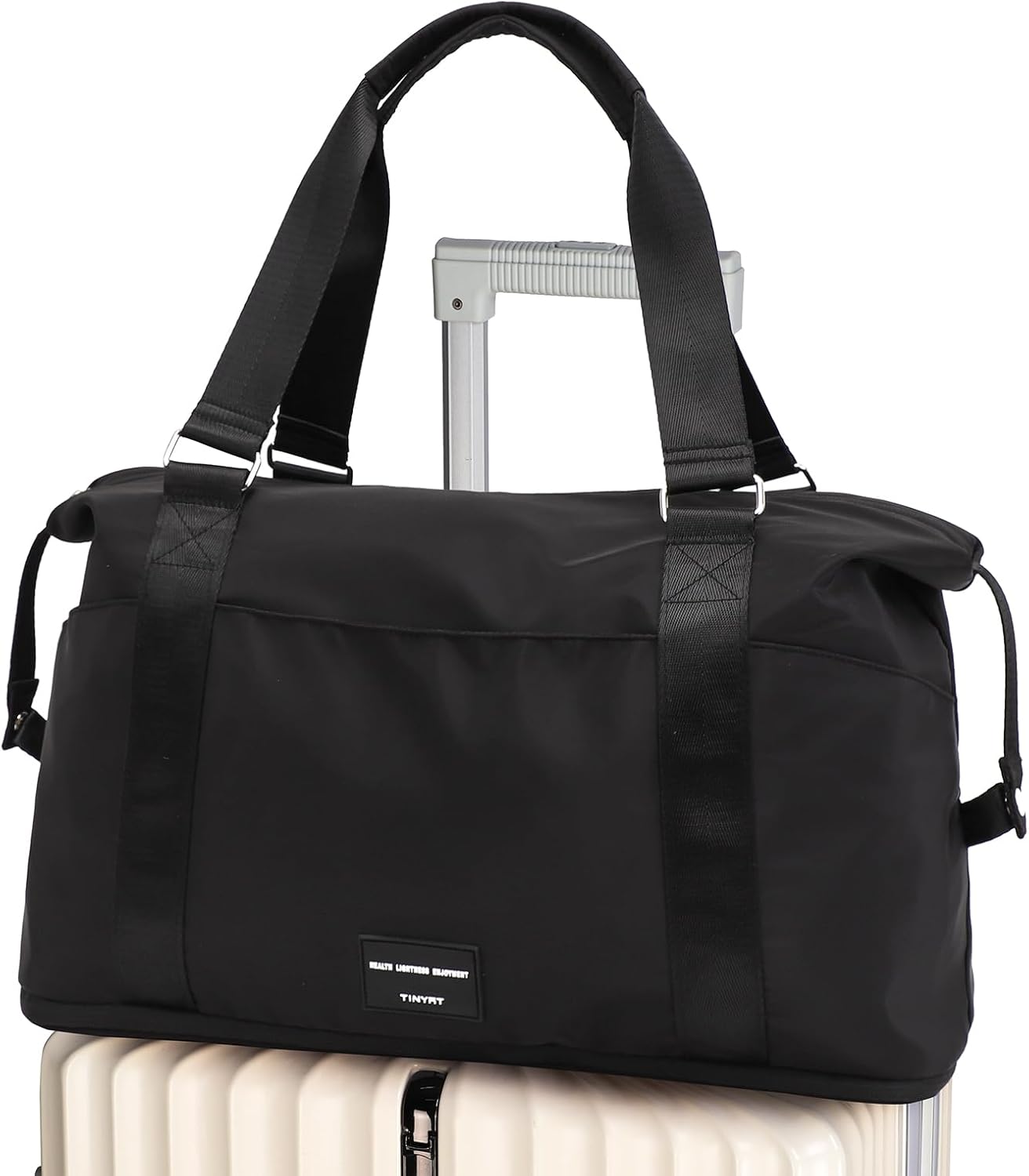 TINYAT Expandable Travel Duffle Bag Foldable Personal Item Travel Bag 32L Gym Bag for Women Weekender Carry On Overnight Tote - Image 9