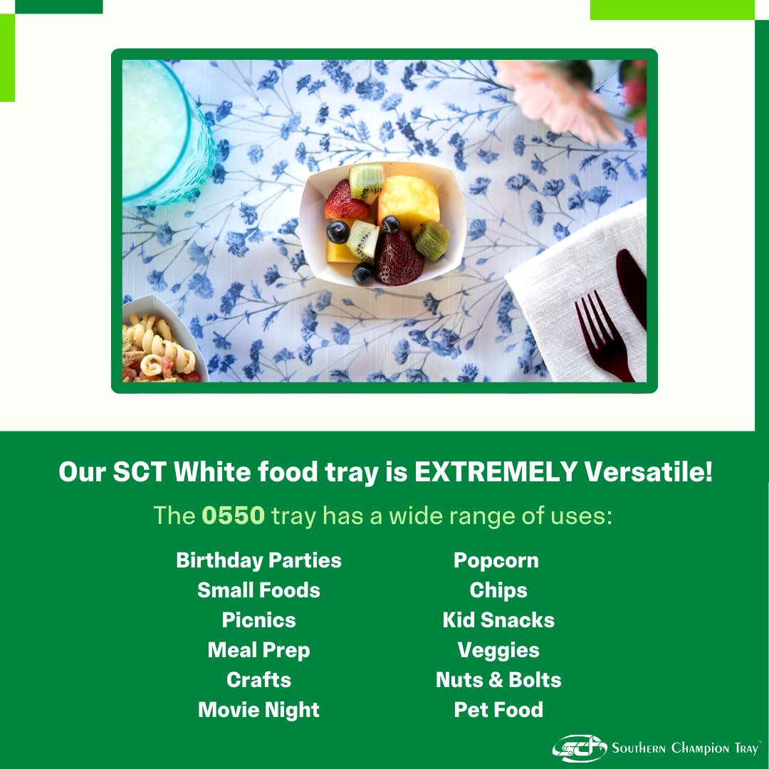 Southern Champion Tray 0550 #25 Paperboard Food Tray, 1/4 lb Capacity, White (Pack of 1000)