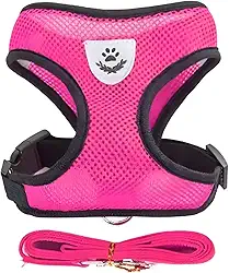 Coleira Peitoral para Cães e Gatos Ajustável Anti-Puxão com Tiras Reflexivas, Material Respirável e Confortável para Passeios Seguros - H2F STORE (PINK, G)