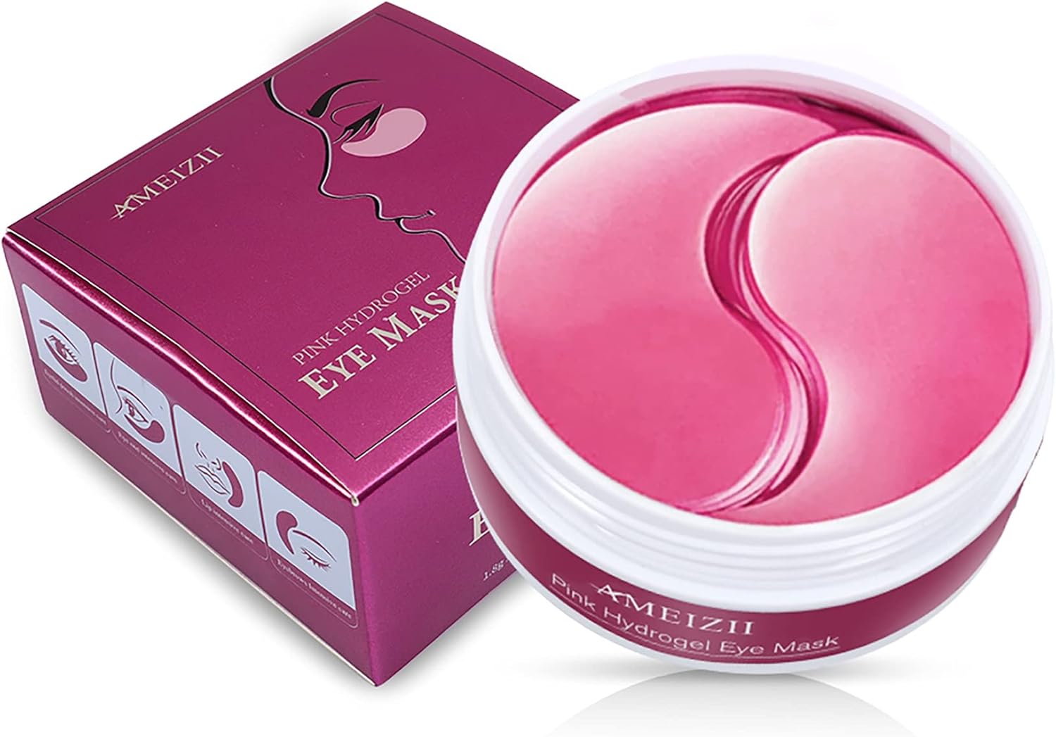 Oogpads met hyaluron – oogmasker – oogmasker – anti-aging collageen gel – oogpads – anti-rimpel – hydraterend – anti-aging – tegen donkere kringen I 60 stuks – variant: roze hydrogel