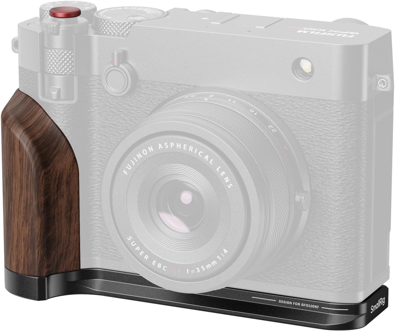 SMALLRIG Wooden Handgrip for FUJIFILM GFX100RF, L-Shape Mount Plate with Dual-Sided Grip (Front & Rear), Built-in Quick Release Plate for Arca, Shutter Button, Weight 0.15lb/70g, Black - 5266