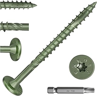 #14 Heavy-Duty Wood Screws, Star Drive Deck Screws, Rust Resistant Timber Screws for Timber/Log/Landscaping Wood (2-7/8 Inch,50Pcs,Green)
