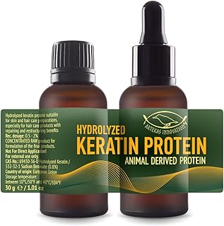 HYDROLYZED KERATIN PROTEIN - Liquid, 2 Ounces - for Homemade Hair Strengthens & Protects - Reduces Damage - Increases Density - 2 Vials (1 Ounce Each) - Includes Pipette and Screw Caps