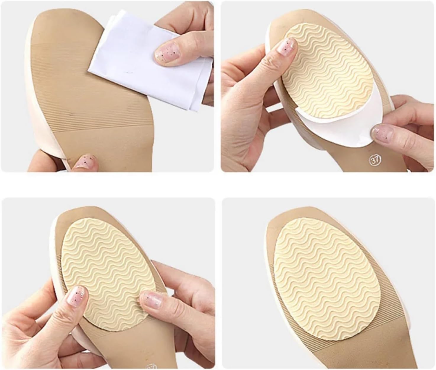 8 Pcs Rubber Forefoot Pads Men Women Shoes Soles Protector Anti-Slip Repair Outsoles Self-Adhesive Sticker(Square-Transparent c)