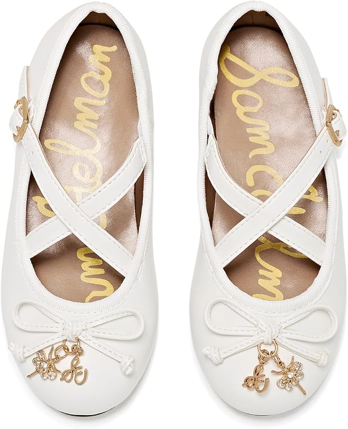 Детские балетки Sam Edelman Candice Cross Charm, цвет: Белый — фото 6