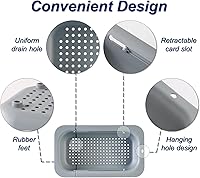 Vista 6 de Extendable Sink Colander Strainer Basket - Wash Vegetables and Fruits, Drain Cooked Pasta and Dry Dishes - Adjustable Over the Sink Colander