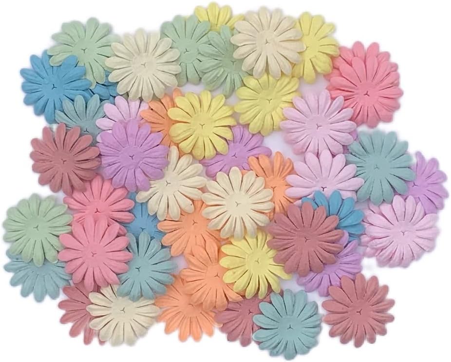 200 Pcs Handmade Mixed Mulberry Paper Flowers Petals and Leaves Scrapbooking Wedding DIY Craft Supplies Card (10 Colors Flowers/Green Tone Leaves)