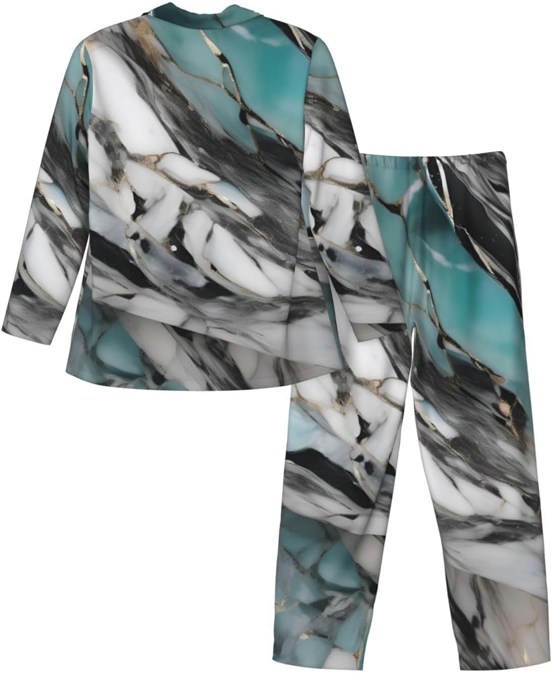 Marble Print Luxurious Mens Pajamas Set,Soft Breathable Pajamas, Perfect For Winter Christmas