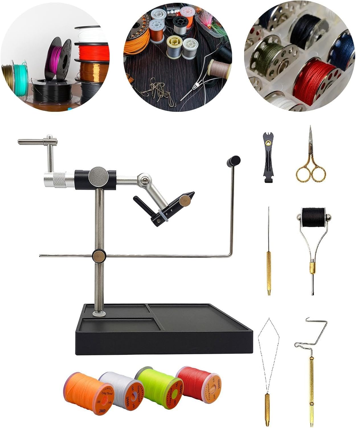 Rotary Fly Tying Vise Fishing Tackle Universal Lure Making Fly Tying Station