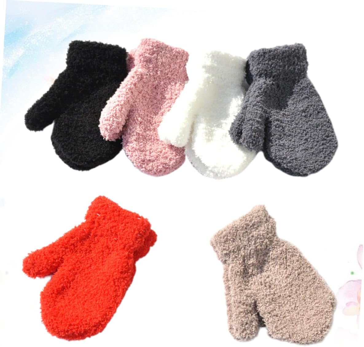 6pairs Boy Girl Winter Knitted Gloves Full Cover Hand Protection Mittens for Girls for Cold Days and Daily Activities
