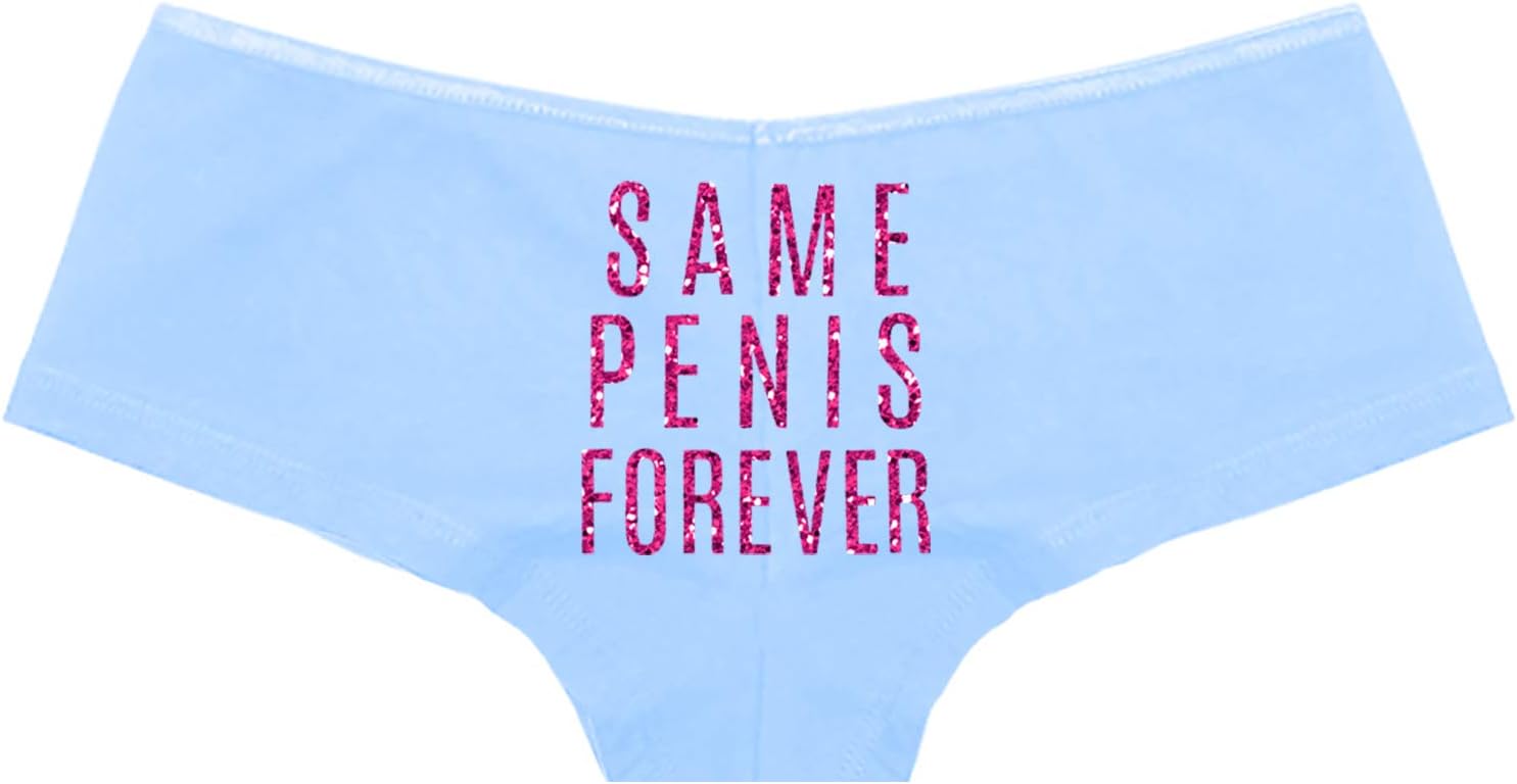 Bride Panties Blue - Same Pen is Forever Pink Glitter Cheeky Panty - Bachelorette Party & Bridal Shower for or The Bride to Be - Small - Light Blue Panty(SPF Pnk) Blu/Sml