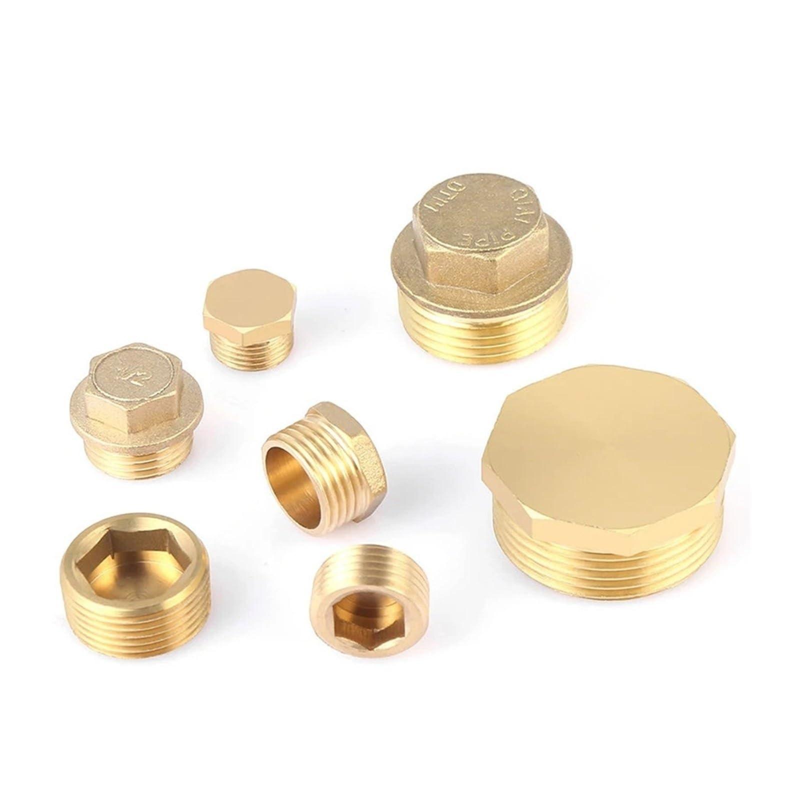1/8" 1/4" 3/8" 1/2" 3/4" 1" A 2" Filettatura Vite For Tubo In Ottone Maschio Tappo Di Chiusura For Arresto Del Coperchio Esagonale For(Hexagon (3I8),QTY 10pcs)