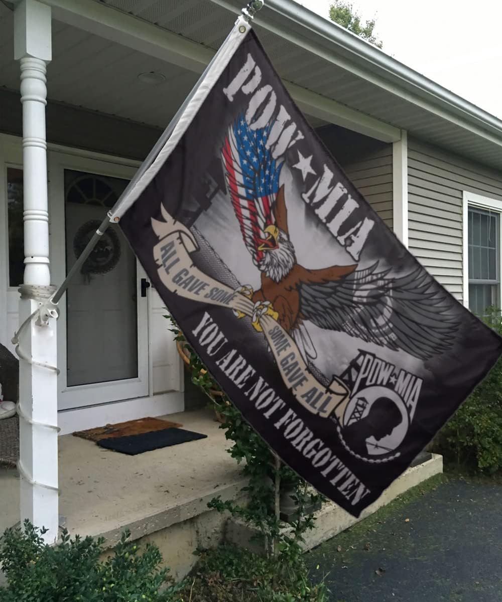 Pow Mia Eagle Flag Double Sided 3x5 Outdoor- Heavy Duty 3ply You Are Not Forgotten Vietnam Prisoner of War Military Flag Super Durable 4 Rows Stitched Edge Canvas Header with 2 Brass