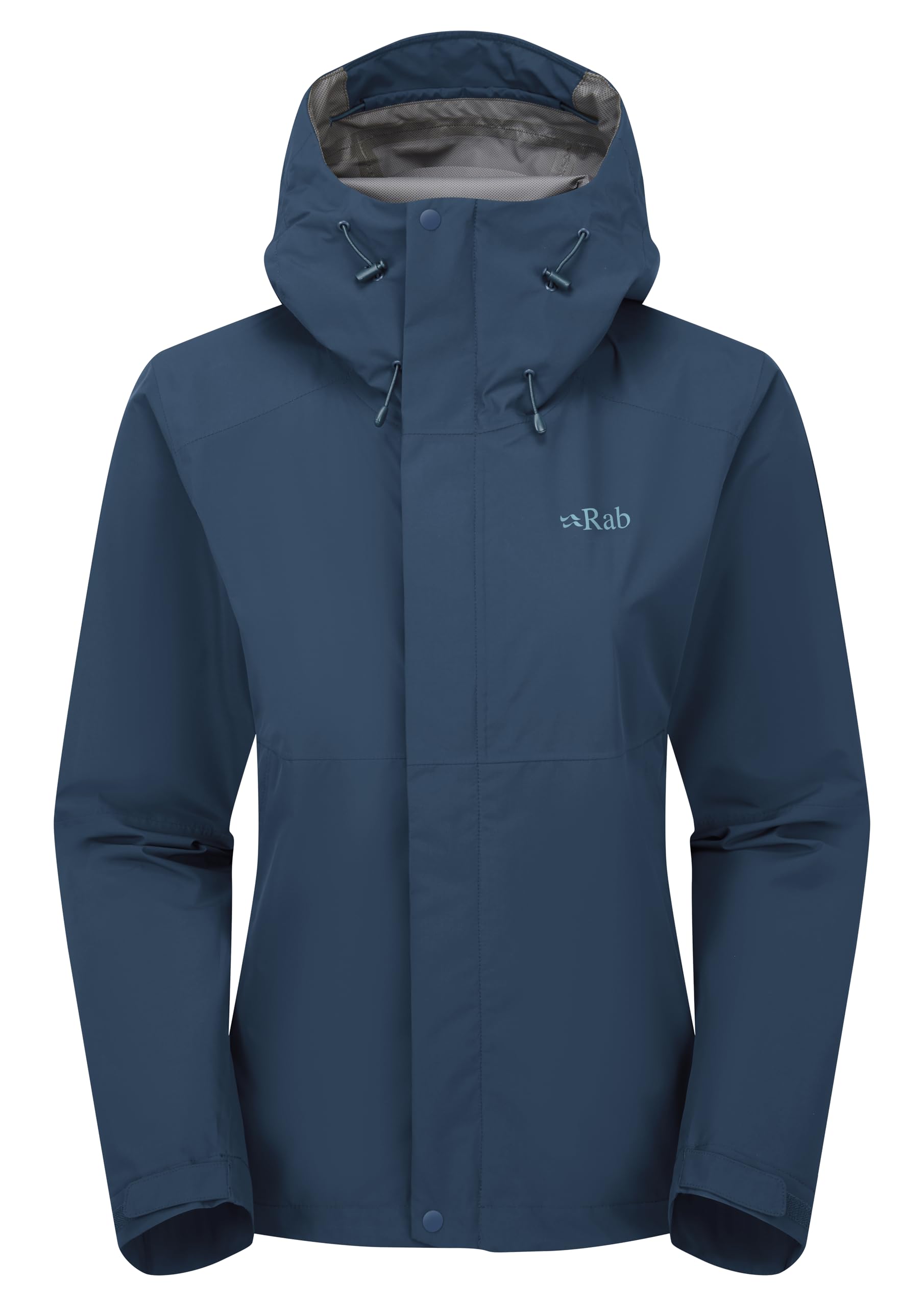 Rab Women's Downpour Jacket - Lightweight Waterproof Hooded Coat for Hiking & Trekking - Tempest Blue - 12