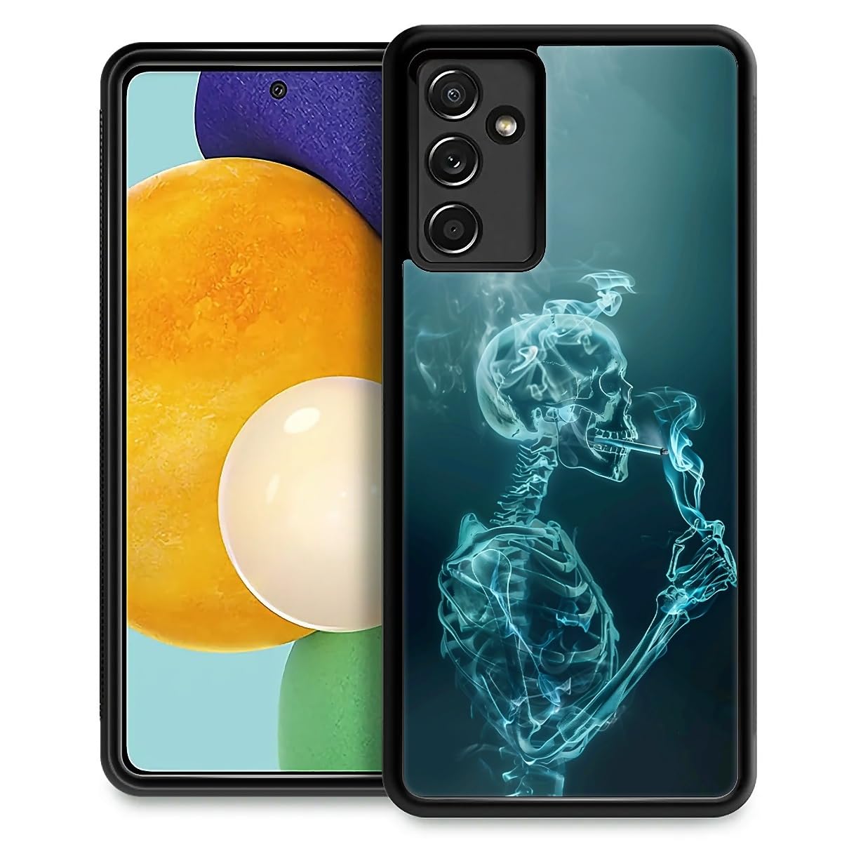 WANKBLC for Samsung Galaxy A14 5G Case, Shockproof Protective for Man Women Non-Slip for Samsung Galaxy A14 5G Blue Green Skull Crazy Pattern