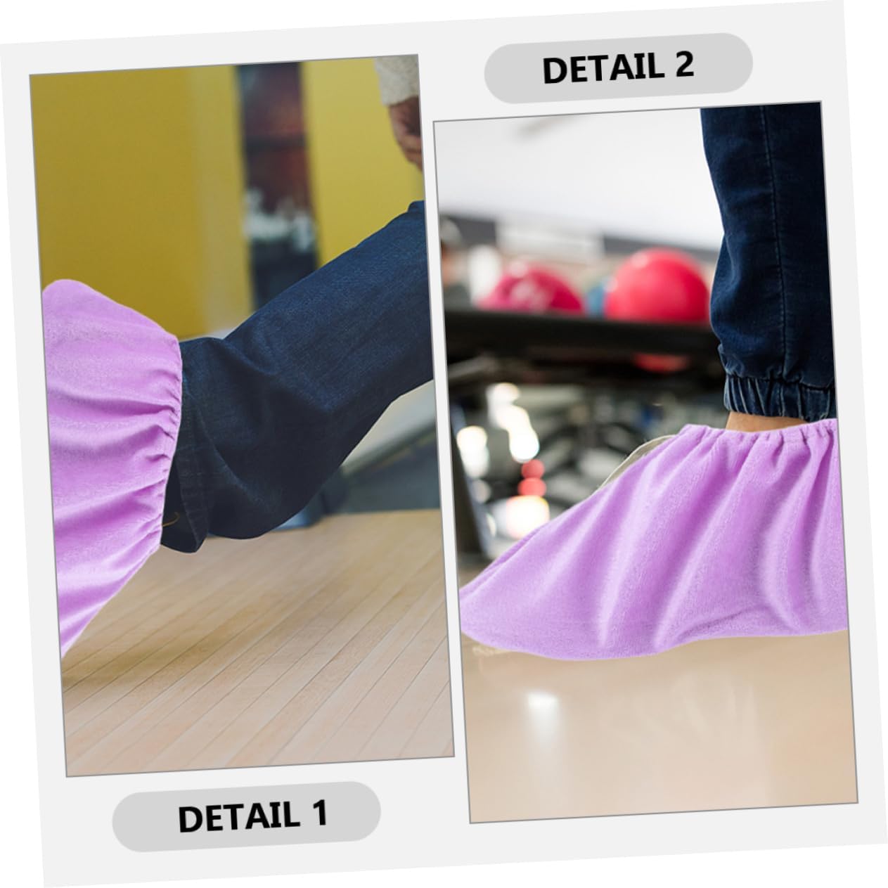 2pairs Bowling Shoe Lint-Resistant Washable Non- Design for Women and Convenient Bowling Accessories Elastic for Indoor Use Violet