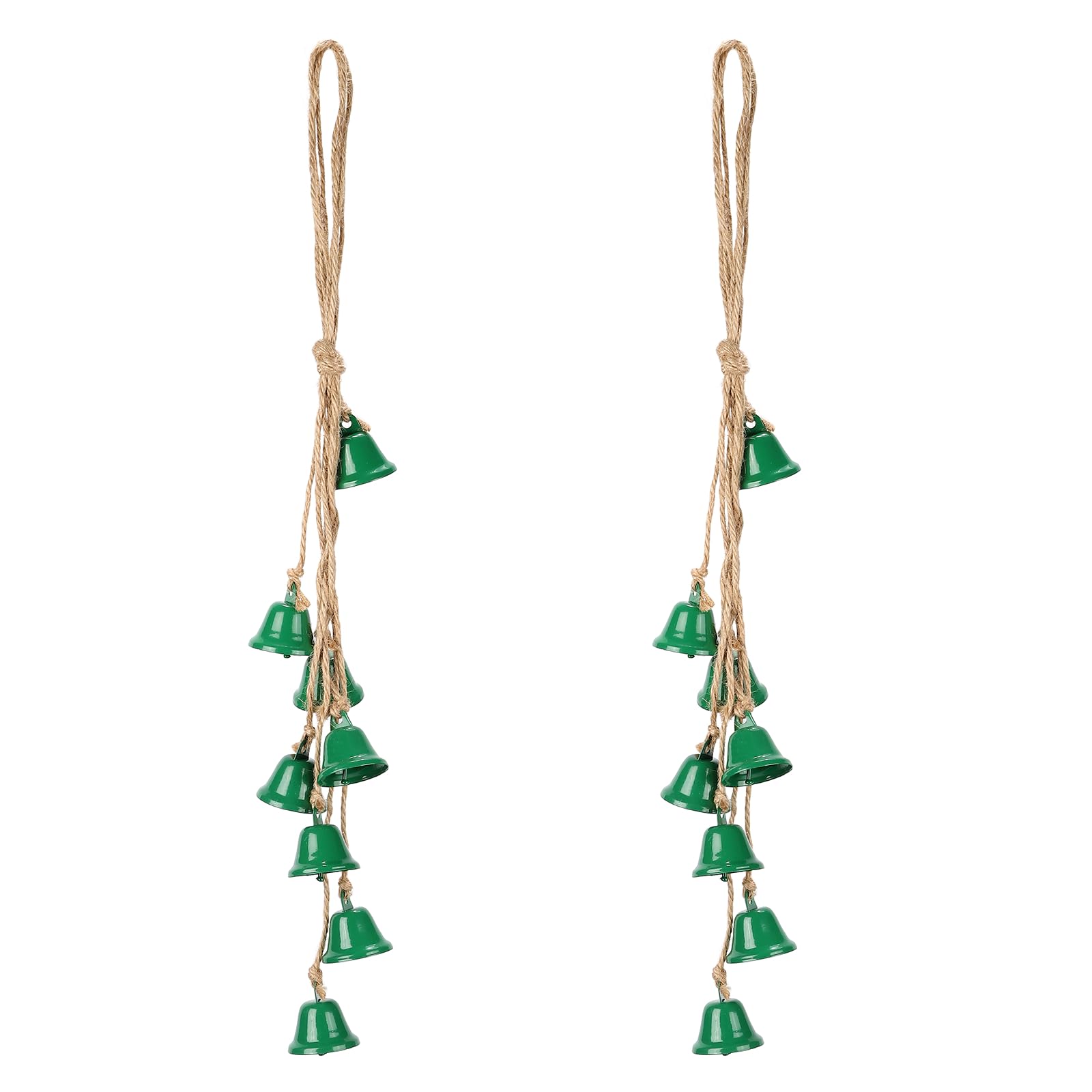 PATIKIL 2 Set Witch Bells for Door Knob, 19inch Hanging Witches-Bells String Wind Chimes Vintage Metal Retro Sound for Door for Protection Crafts Christmas Tree Decorative Wall, Green
