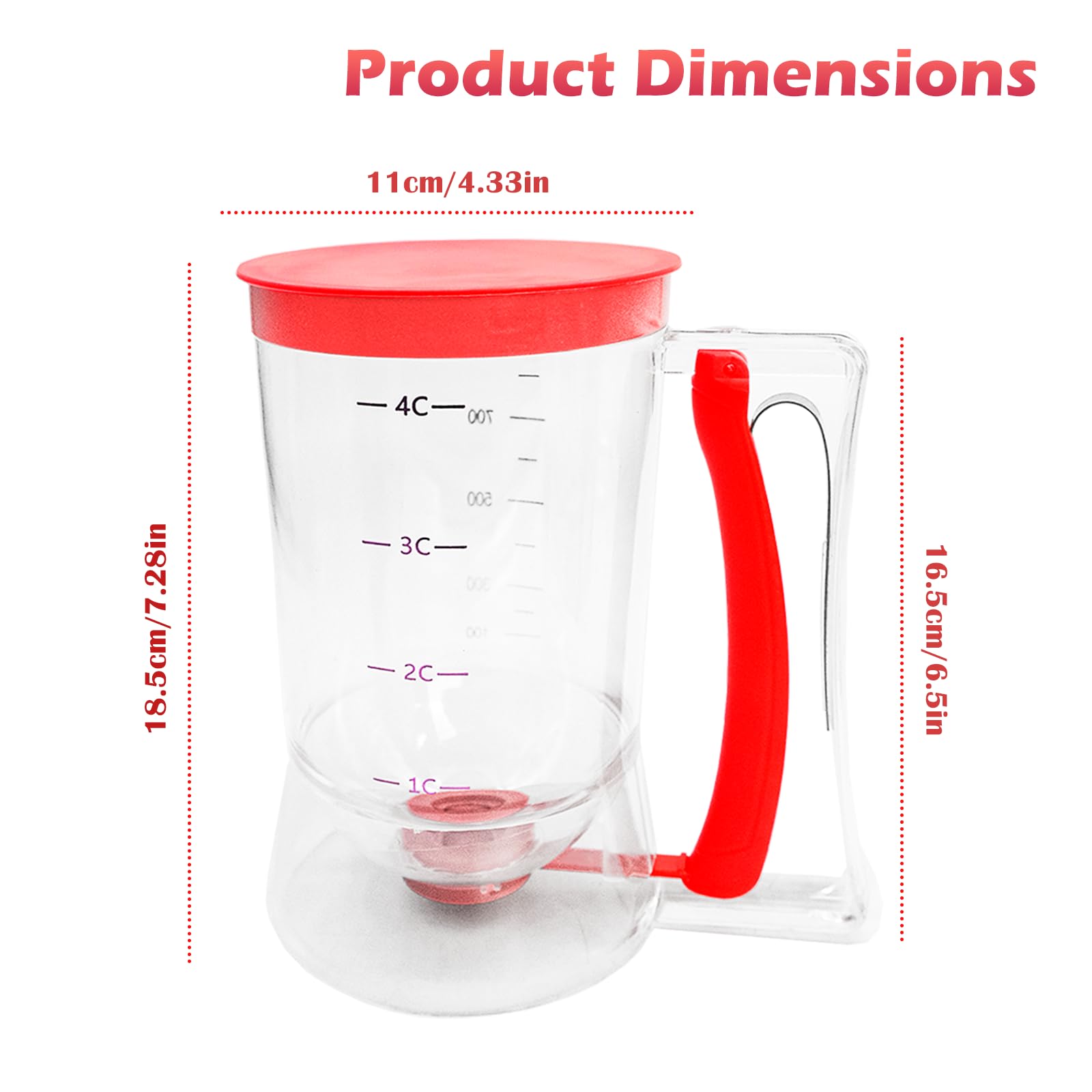 Dozownik do ciasta z pokrywką i skalą – 900 ml dozownik ciasta, dozownik ciasta, kubek z miarką do muffinek, naleśników, gofrów i babeczek, narzędzie do pieczenia DIY