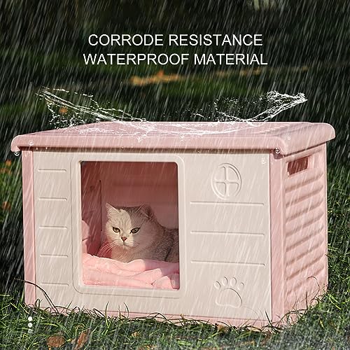 Casa para gatos ao ar livre, casa para gatos selvagens à prova d'água com design de fivela, cama pa