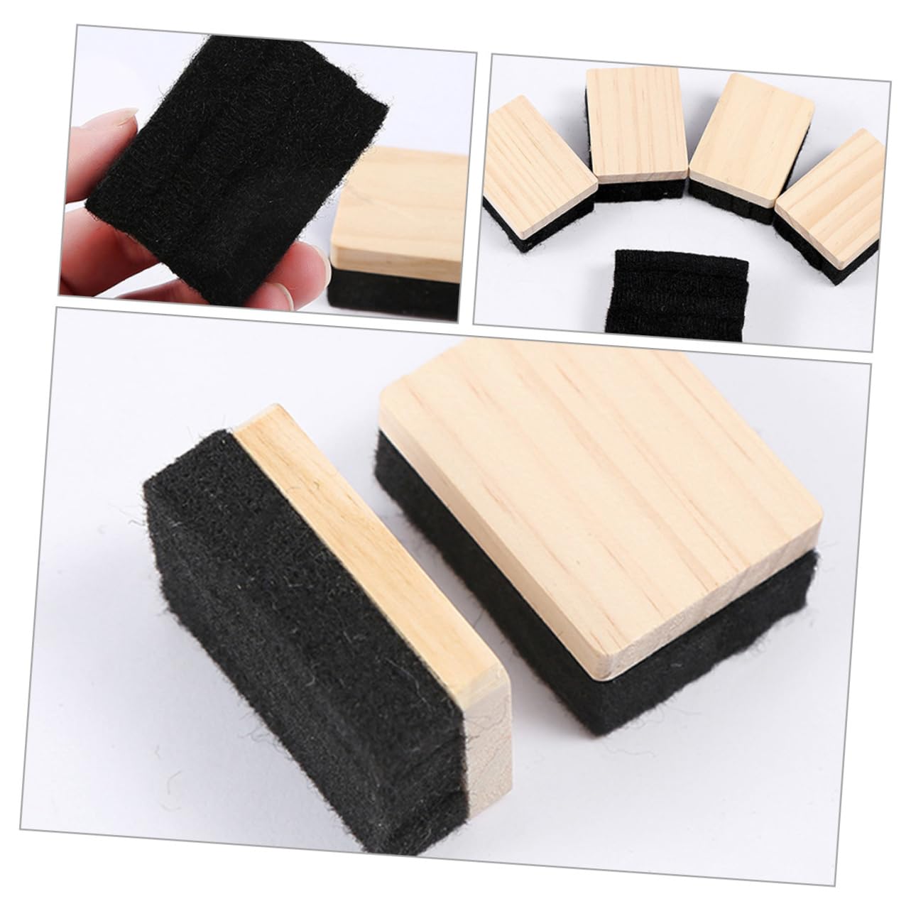 ARTIBETTER 3 Sätze Tafelradierer Holz Filz Multifunktional Für Kreidetafeln Einfach Zu Reinigen Platzsparend Langlebig Für Schule Und Büro 5 Stücke * 3