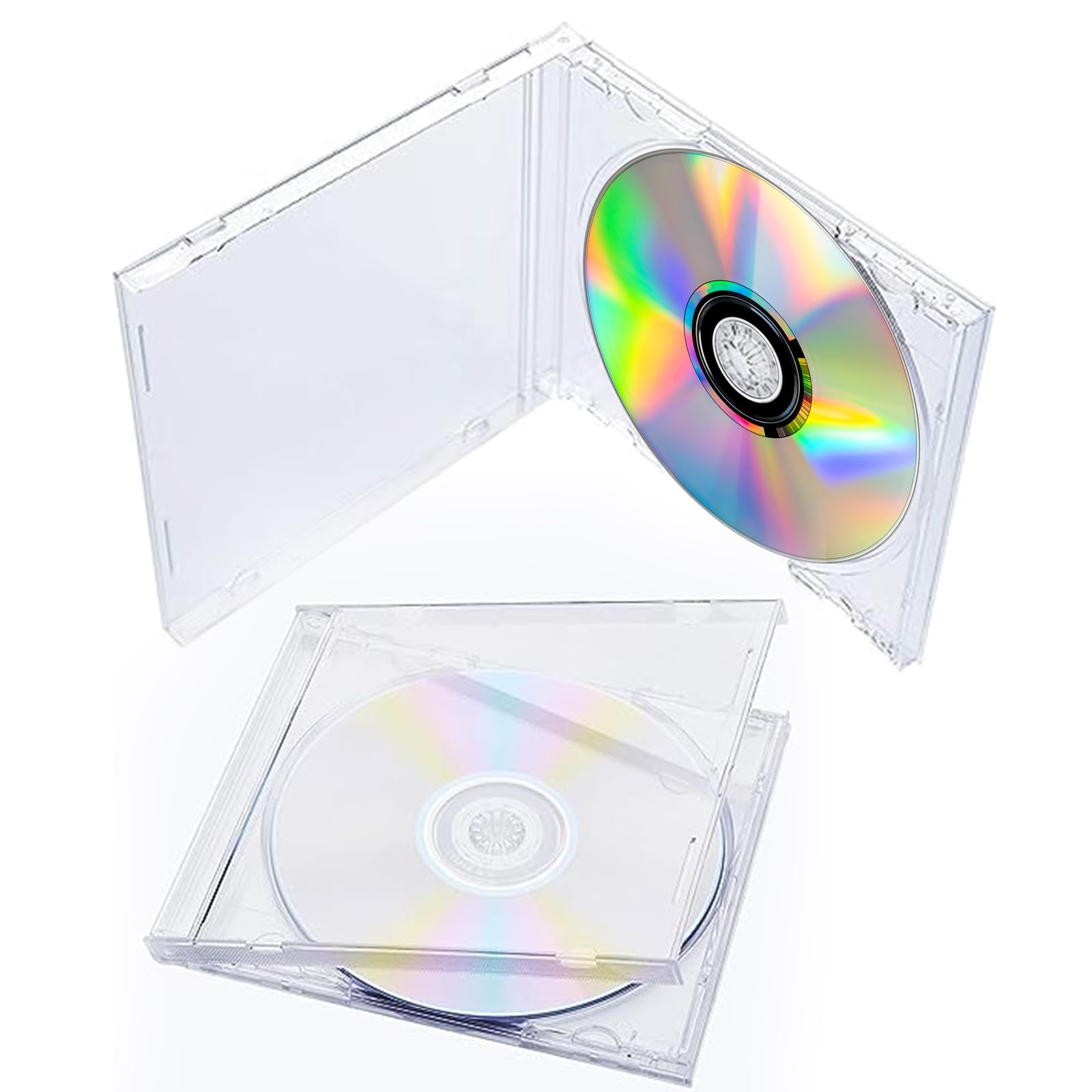12 sztuk 10,4 mm etui na płyty CD DVD standardowe tworzywo sztuczne przezroczyste Jewel Case z zamontowaną przezroczystą tacą odporne na pęknięcia 14,2 x 12,4 x 1 cm