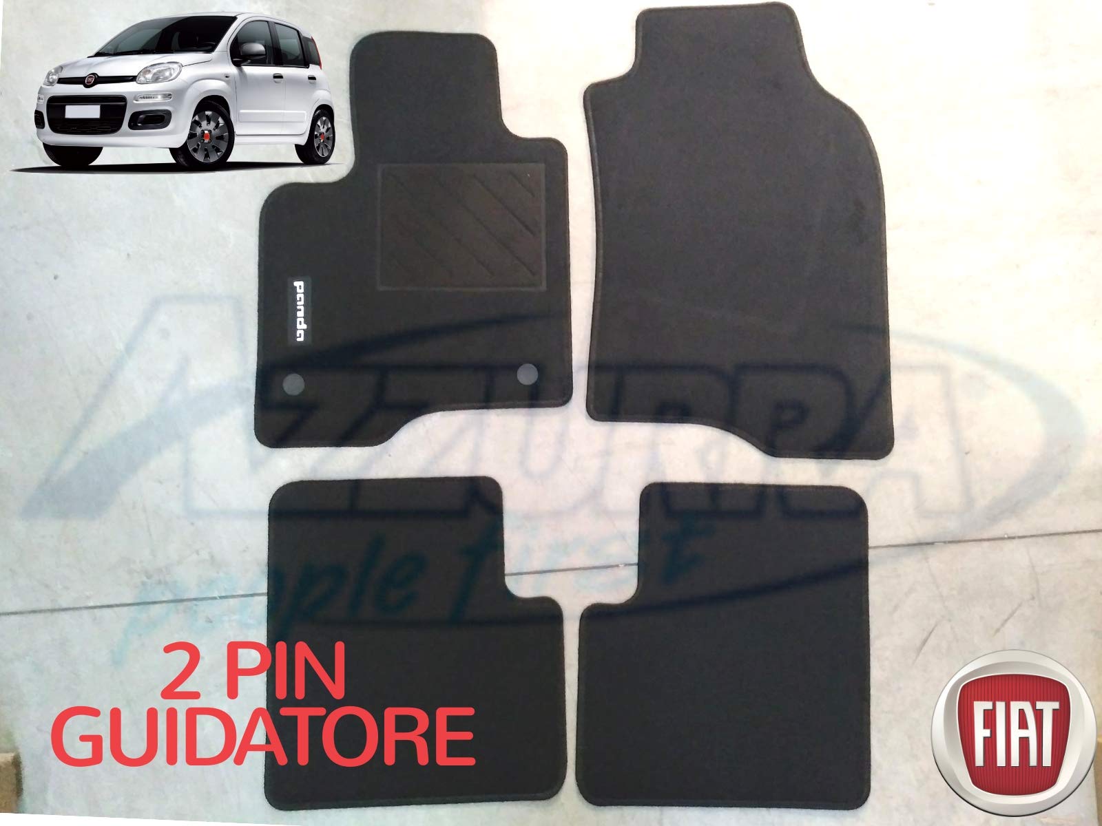 Tappetini Originali Fiat Panda 312 Dal 2016 - Set 4 Pezzi Velour Nero | Con Scritta Panda - Foto 11