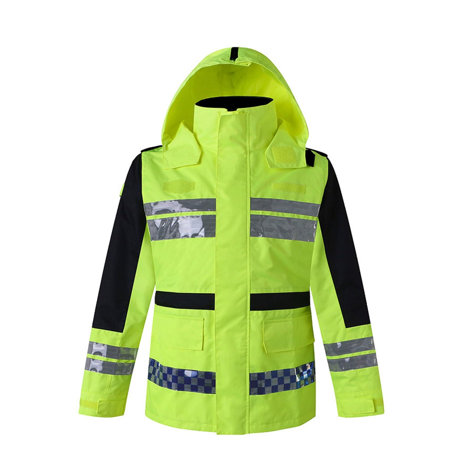 Chaleco reflectante de alta visibilidad, Chaleco impermeable reflectante con capucha de alta visibilidad for hombre, amarillo, varios tamaños