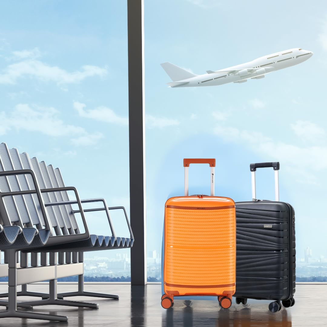 Pierre Cardin - Valigia Trolley rigido con rotelle girevoli 55x38x20 (Arancio)