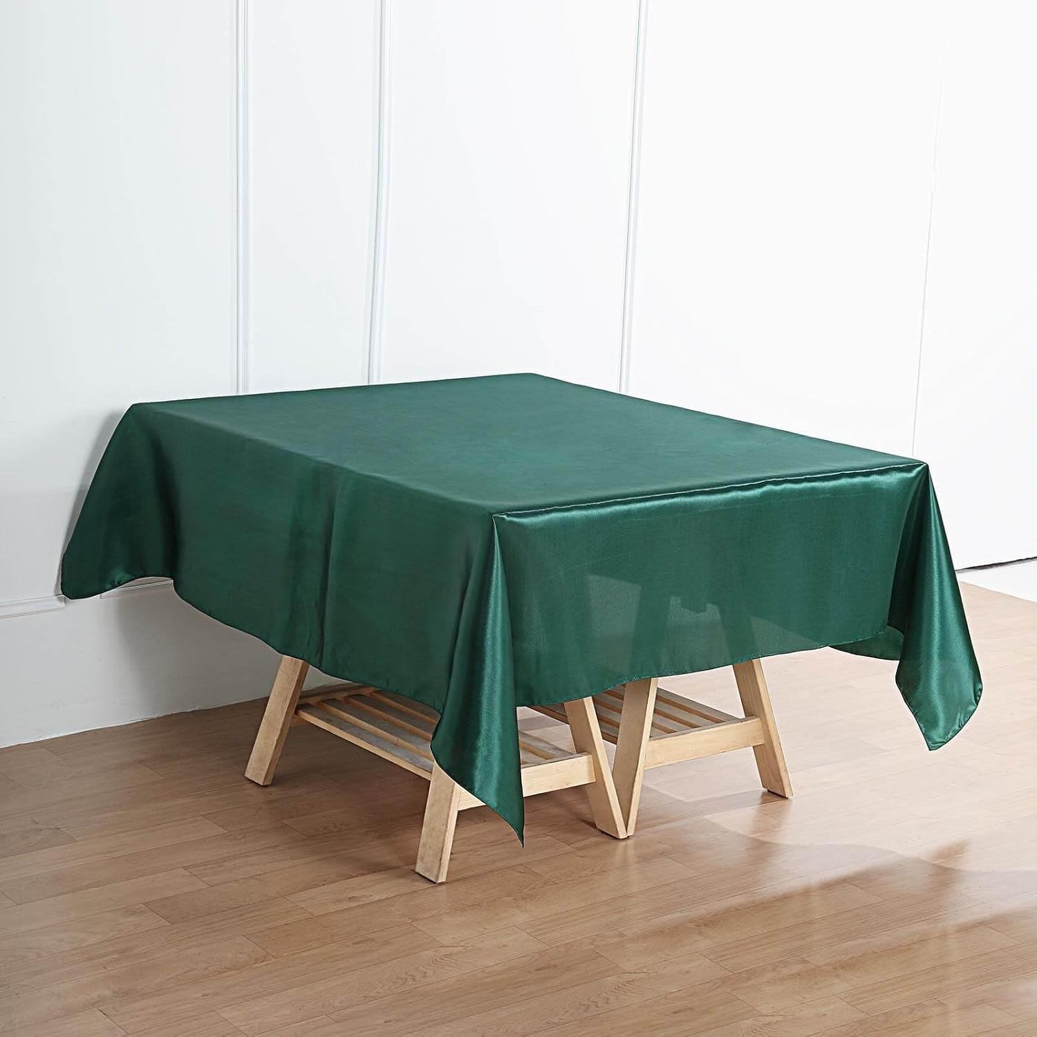 Efavormart 72" Satin Square Tablecloth Overlay for Wedding Catering Party Table Decorations Hunter Green Square Tablecloth Cover
