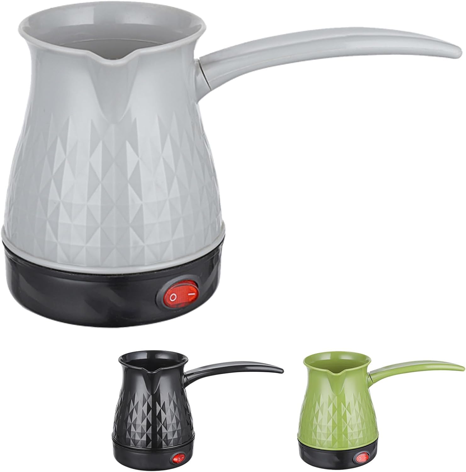 OXFUZZ Quick-heating Electric Coffee Pot 500 Ml, Stainless Steel Electric Turkish Coffee Maker, Portable Coffee Pot with Automatic Switch-off Protection And Removable Handle,Grey(3PCS)
