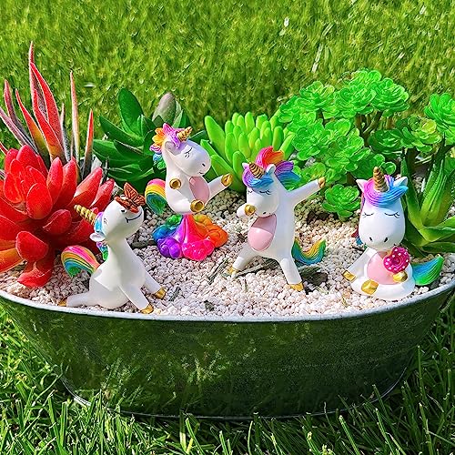 Mood Lab Miniature Unicorn Figurines Set - Funny Mini Statue Kit of 4 pcs - Unicorn Fairy Garden Accessories - Image 3