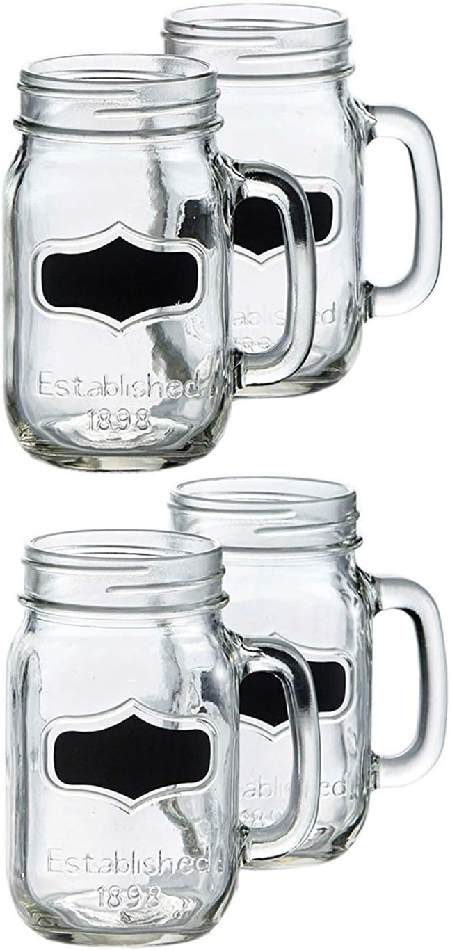Uр Tо 50% оƒƒ Circleware Yorkshire Glass Mason Jar Mugs with Chalkboard and Handle, Set of 4, Heavy Base Fun Glassware Drinking Beverage Cups for Water, Beer, Juice & Bar Decor, 4 Count (Pack of 1), Black Gеt Sресіаl Prісе Circleware Yorkshire Glass Mason Jar Mugs with Chalkboard and Handle, Set of 4, Heavy Base Fun Glassware Drinking Beverage Cups for Water, Beer, Juice & Bar Decor, 4 Count (Pack of 1), Black