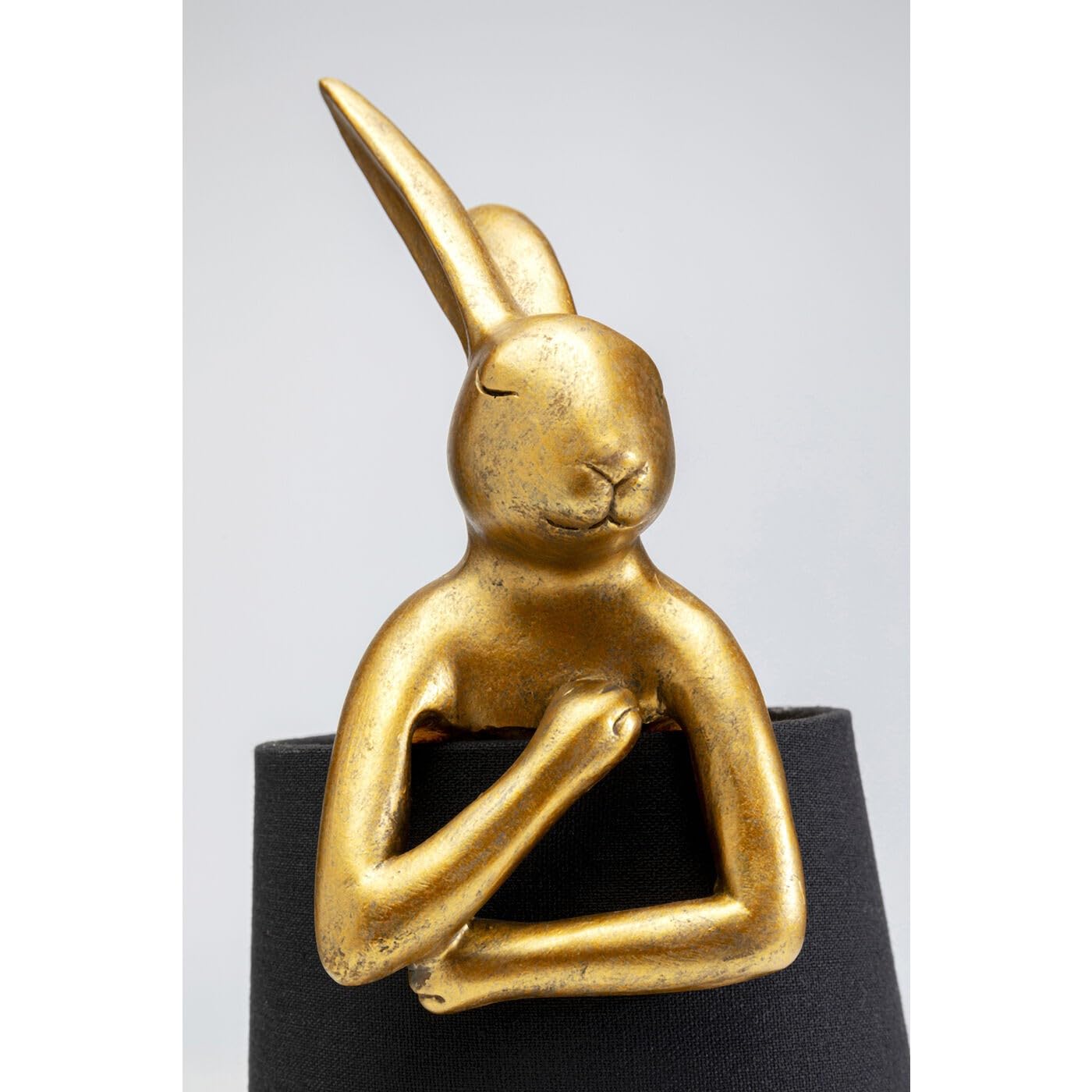 Kare Design lampada da tavolo Animal Rabbit, oro/nero, 50 cm motivo coniglio, stile glam, per decorazione, comodino, scrivania, luce indiretta, plafone di lino, lampadina non inclusa