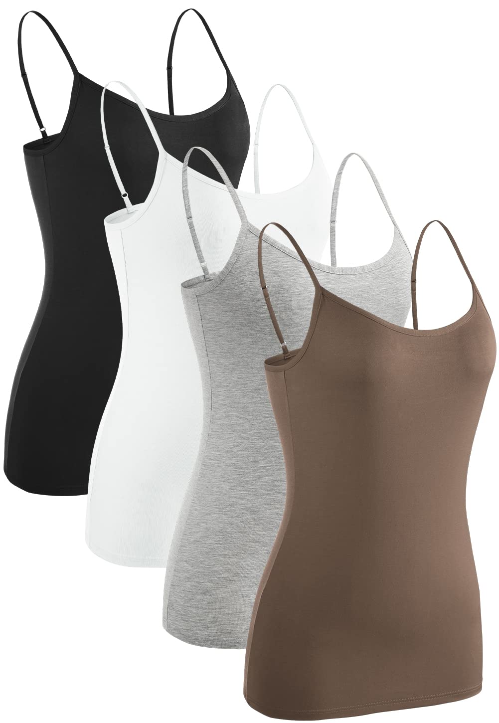 Rosyline 4 Piece Women Camisole Basic Undershirt Adjustable Spaghetti Strap Tank Top
