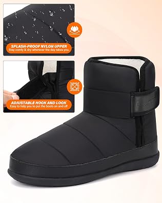 Dr.Warm Heated Slipper Boots for Women Men, Rechargeable Battery Winter Ankle Booties with Cozy Faux Shearling Lining, Non-Slip Soles for Indoor/Outdoor Warmth