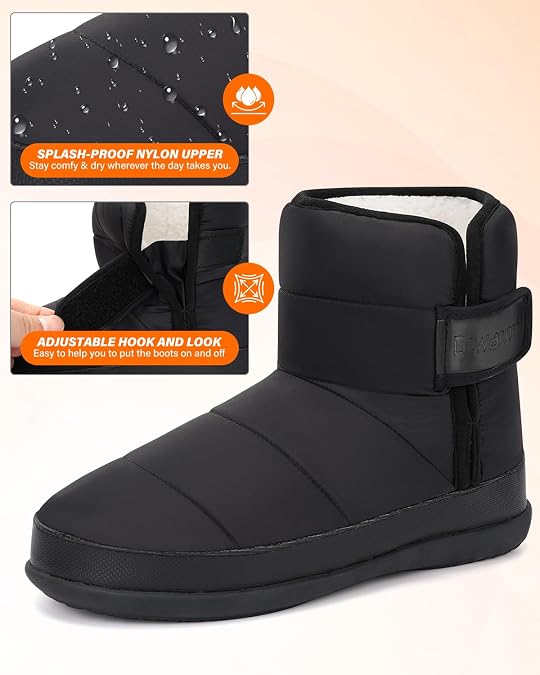 Dr.Warm Heated Slipper Boots for Women Men, Rechargeable Battery Winter Ankle Booties with Cozy Faux Shearling Lining, Non-Slip Soles for Indoor/Outdoor Warmth