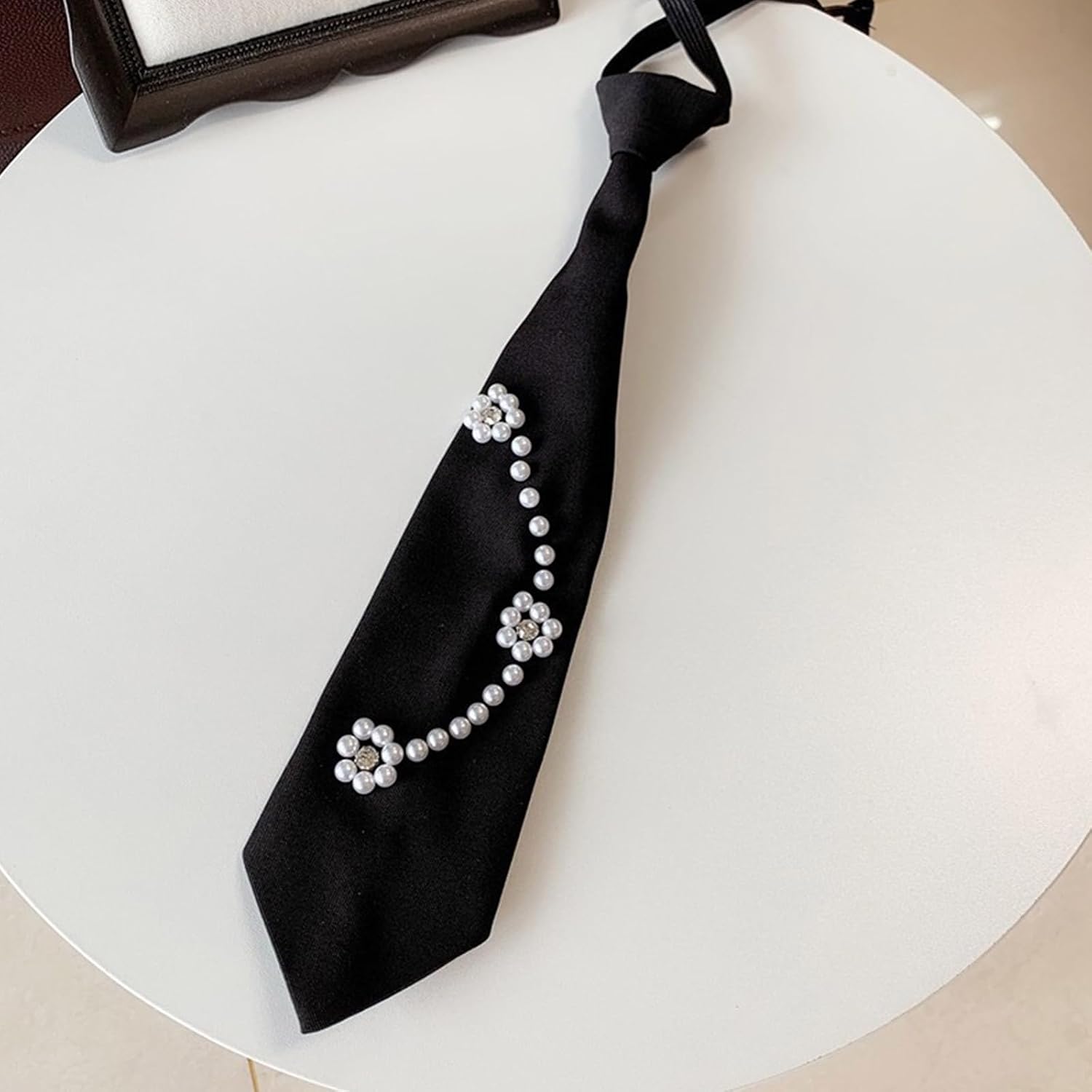 Pearl Neckties Pre Tied Neck Tie For Uniform Necktie Suits Simple Lazy Person Student Boys Elegant Dinners Tie School Neckties Girls Necktie For Boys