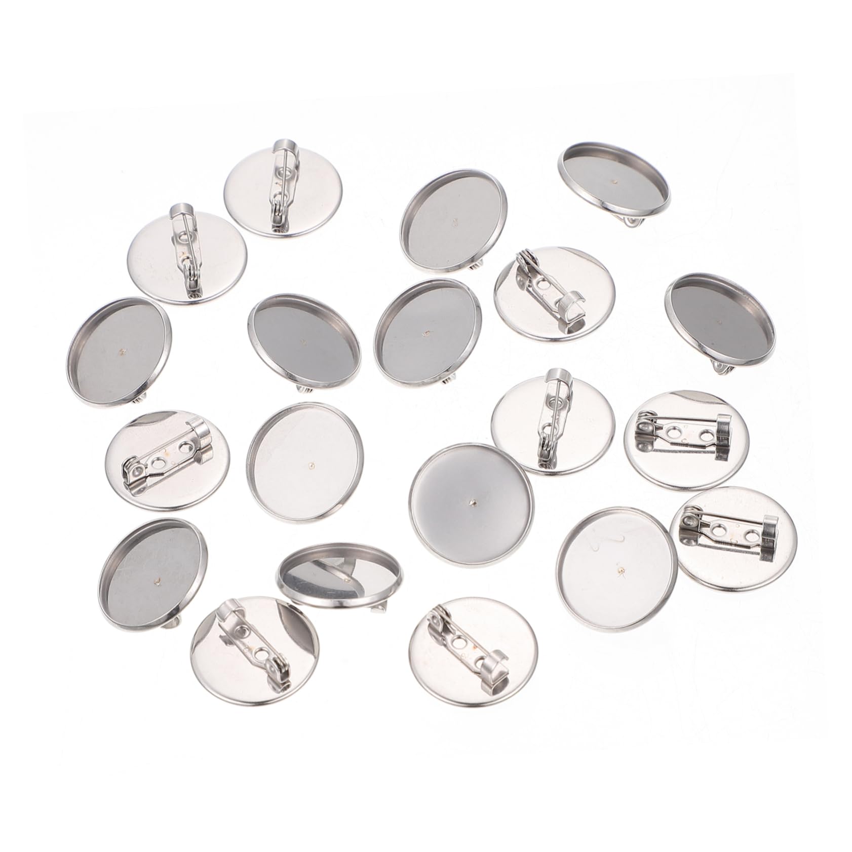 BESPORTBLE DIY Jewelry 20pcs Brooch Pins Round Trays Lapel Brooch Blank Decor for Jewelry Making