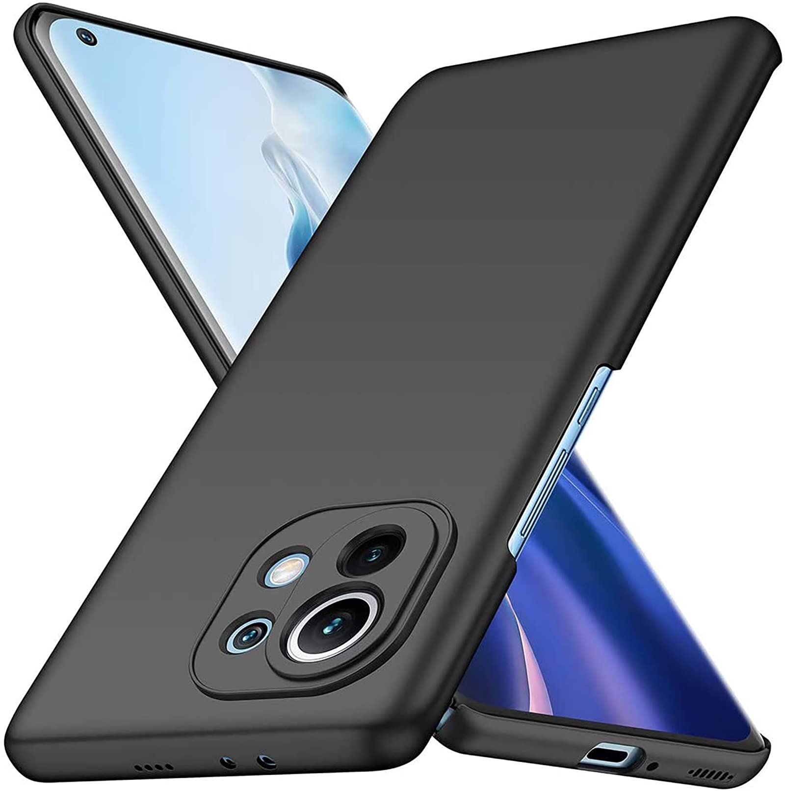 NEINEI Cover per Xiaomi Mi 11 Lite 5G/4G,Custodia Ultra Sottile e Protettiva Mat AntiGraffio Antiscivolo,Dura PC Shell Outdoor Custodie Case-Nero