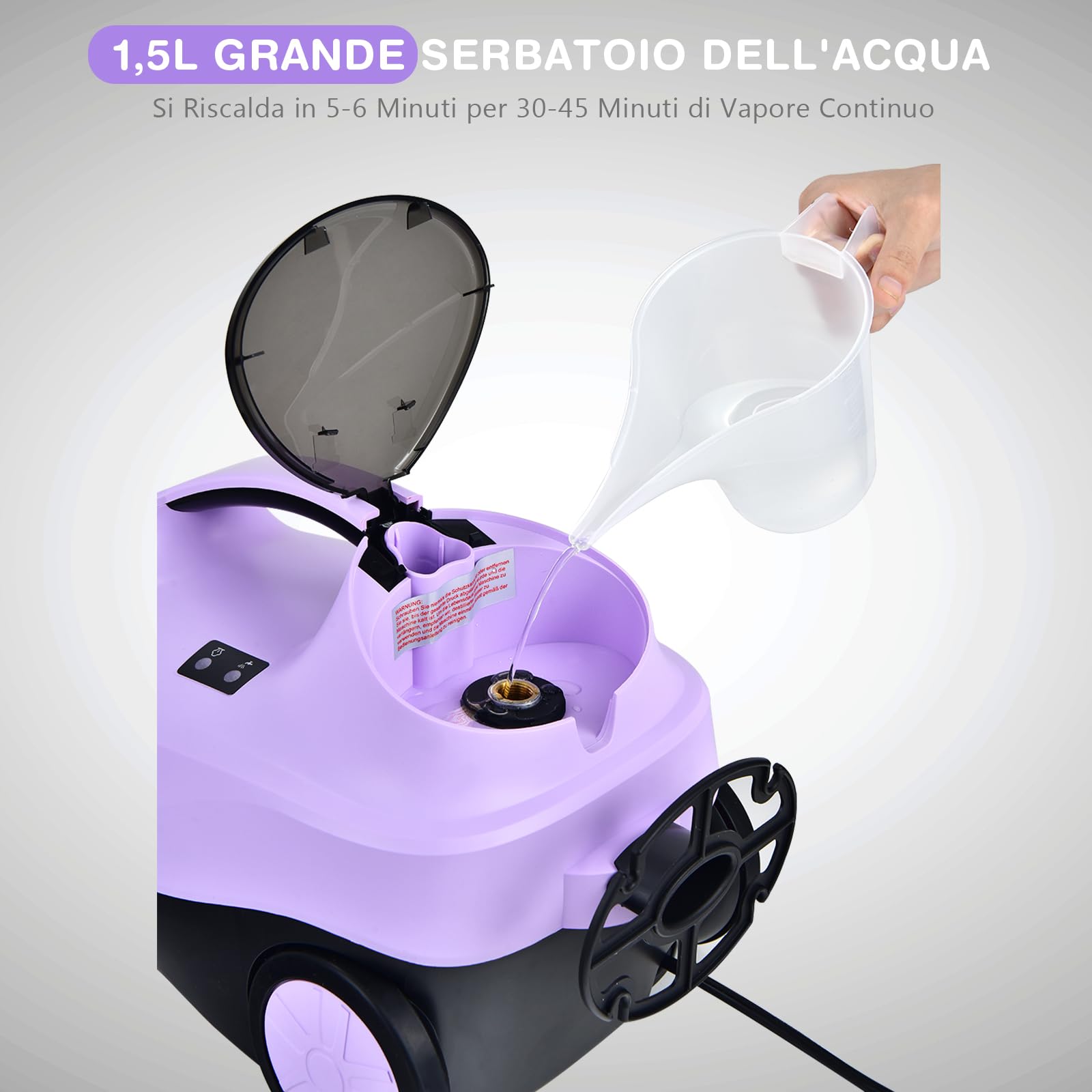 COSTWAY 2000W Pulitore a Vapore con 19 Accessori e Serbatoio da 1,5L, Vapore per Tappeti, per Pulizie Profonde Pavimenti Finestre e Macchine (viola)