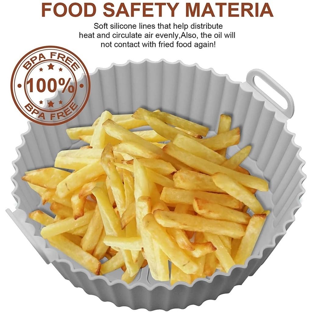 AirFryer wielokrotnego użytku, silikonowy łatwy do czyszczenia, blacha do pieczenia w piekarniku, okrągła wkładka, talerz do pizzy, mata do grilla, akcesoria do frytkownicy powietrznej, brązowy, 17,5