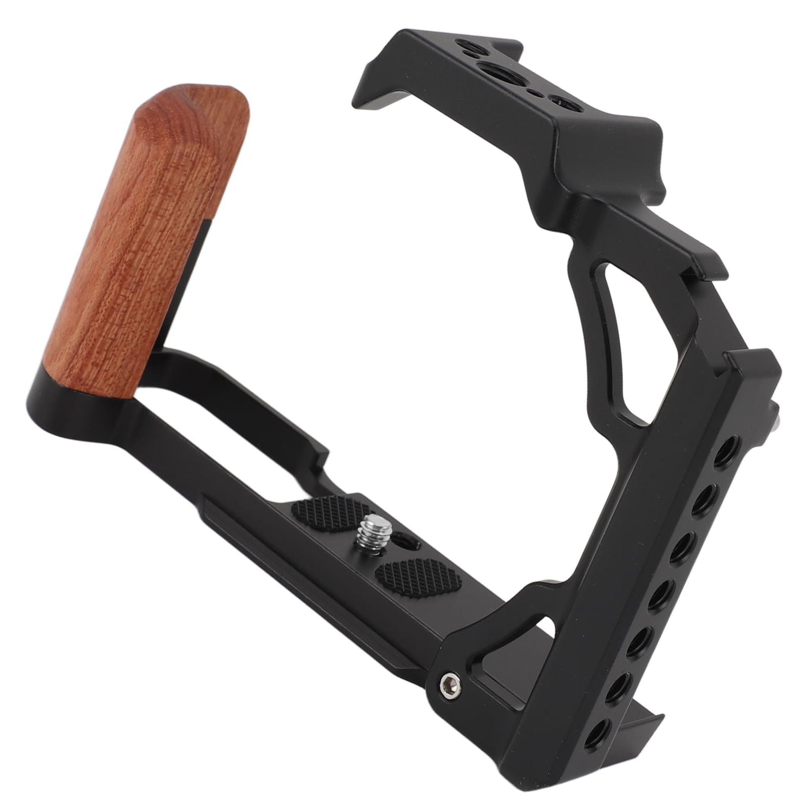 Generic Gabbia per Fotocamera con Manico in Legno per ZFC Lega di Alluminio Leggera Stabilizzazione Video Riprese All'aperto (BLACK)