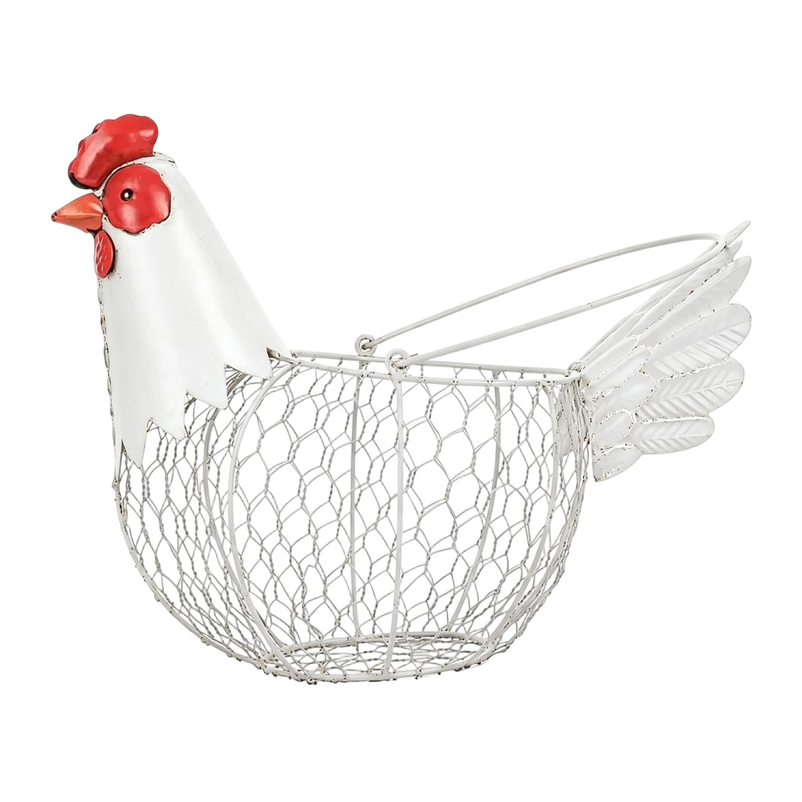 Metal Chicken Shaped Wire Eggs Basket Organiser Storage Container for Fruits Vegetables and Home Display Iron Oocyte Owner