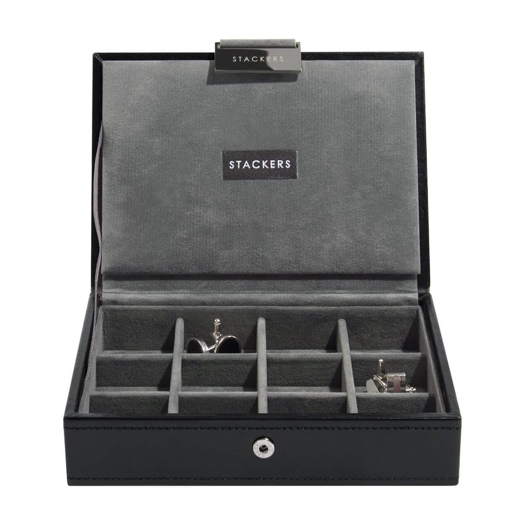 Stackers Smooth Black Mini Cufflink Box