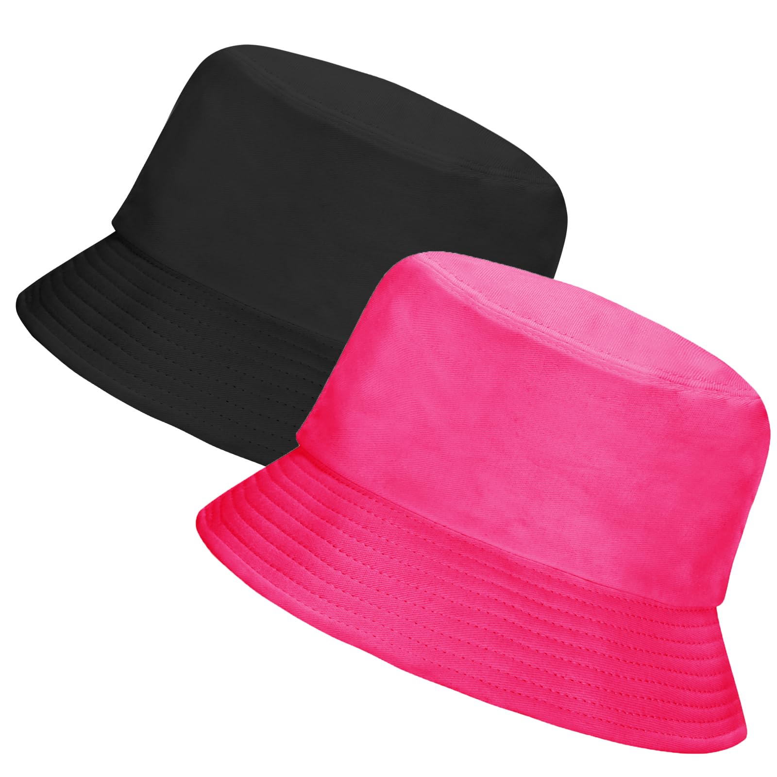 Rosoz 2 Pack Bucket Hat for Women Men Summer Travel Beach Sun Hat Outdoor Cap Unisex Bucket Hats