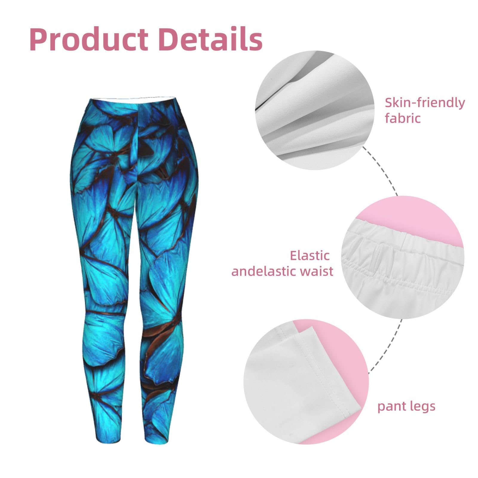 Molti pantaloni da yoga da donna con stampa farfalla blu morbidi leggings traspiranti versatili atletici casual