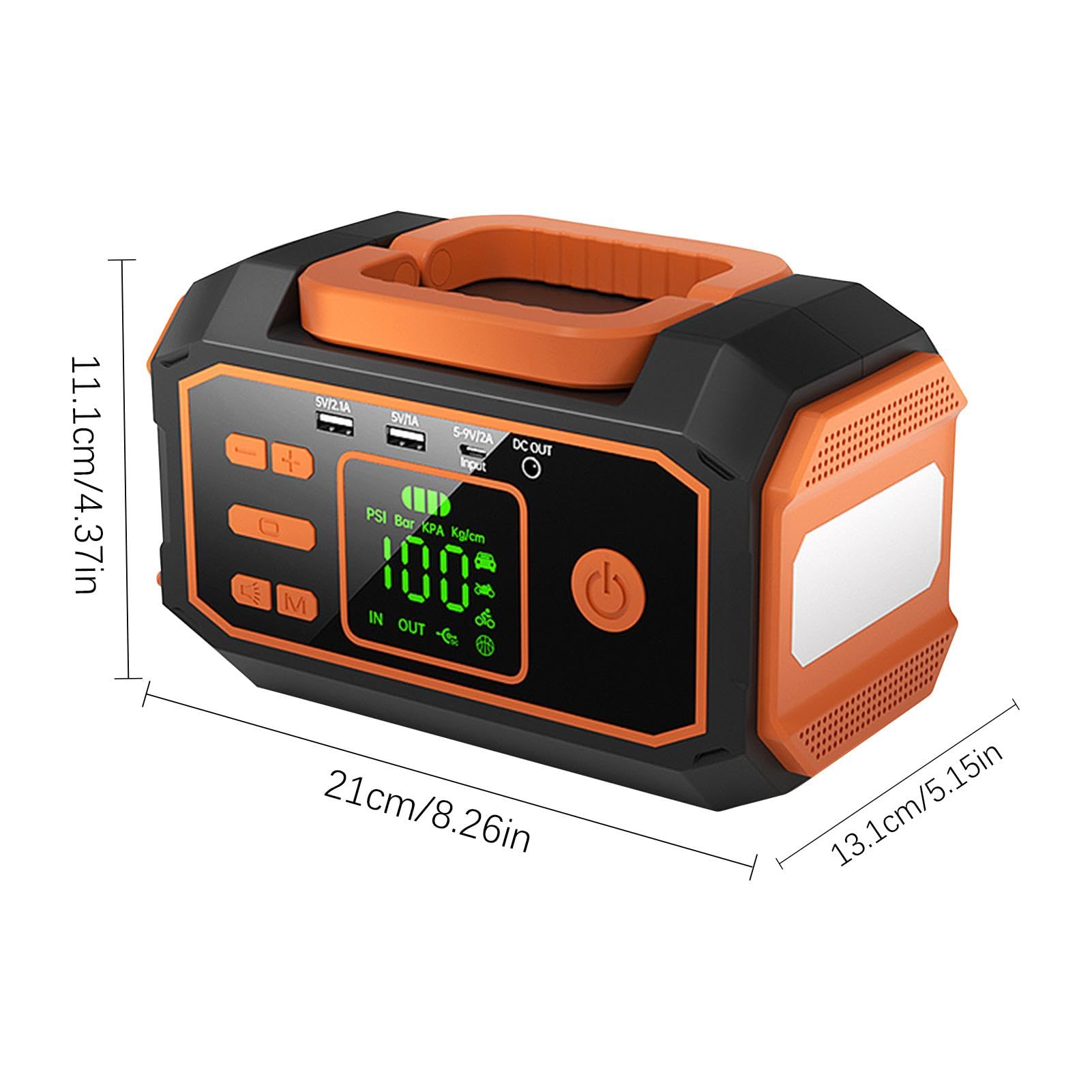 Generico Gonfiatore di Pneumatici Portatile per Auto Compressore d'Aria con | Pompa per Pneumatici Bici Per Bicicletta Campeggio Camion Garage Motocicletta Veicolo SUV Camper